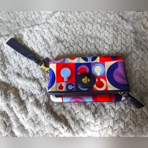Coach satin scarf print wristlet